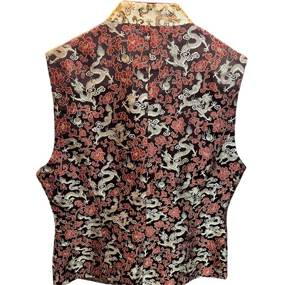 Beautiful (YERE H) Asian Style Dragon Floral Gold and Orange Corset Vest - Picture 5 of 16